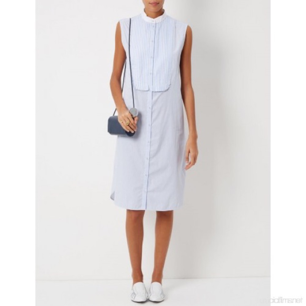Victoria Beckham Striped Powder Blue Shirt Dress
